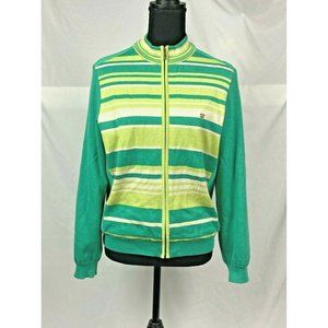 Vtg Golden Bear Jack Nicklaus Golf Jacket Womens Knit & Cotton Twill Green White